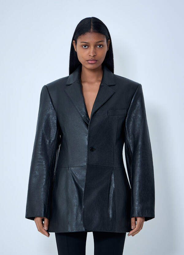 Alexander Wang Leather Single-Breasted Blazer Black awg0263011